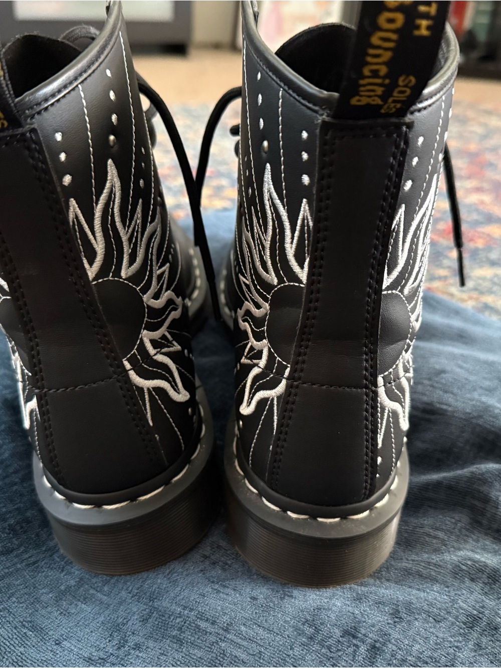 Dr. Martens Black Lace-Up Boots with White Stitching - Picture 2 of 5